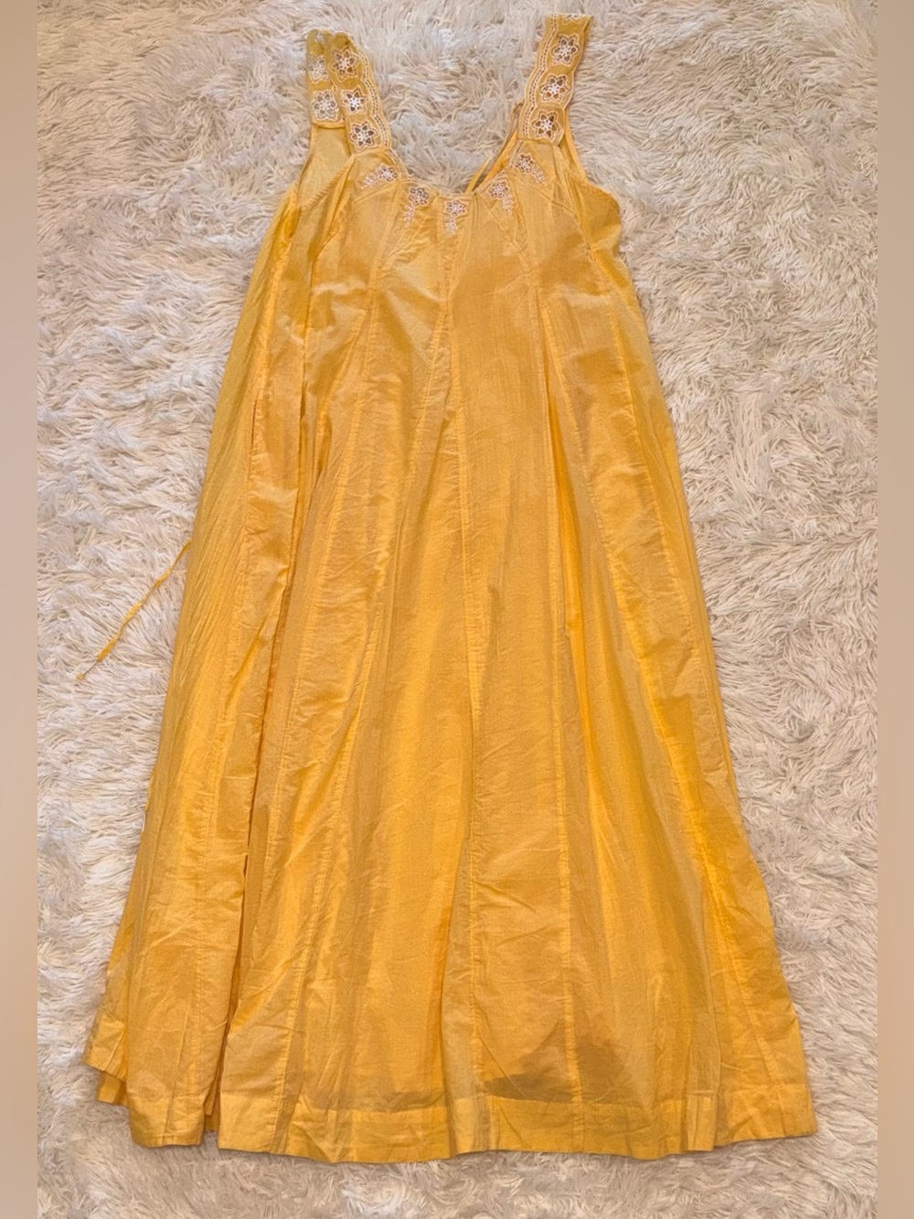NEW FREE PEOPLE To the Moon cotton yellow boho Midi Dress sz S - Picture 6 of 12